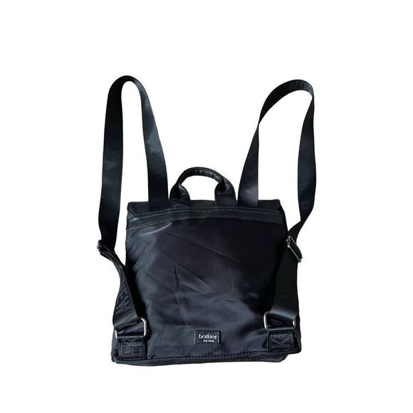 Botkier Small Black Nylon & Pebbled Leather Backpack Logo Straps - Picture 2 of 15